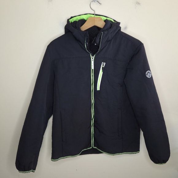 ZeroXposur | Boys Black Winter Coat Fleece Lining Neon Green Trim Size XXL 18/20 - Picture 1 of 7